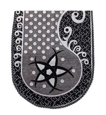 Nendle Damask Design Concept Sofa Set Covers 5 Seater with 80% Cotton & 20% Jute (Black & White, Pack of 6)